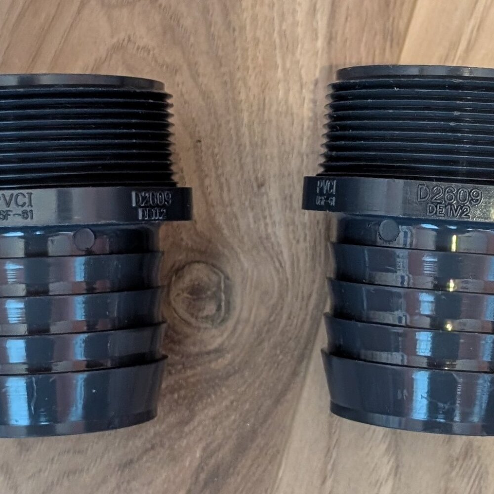 LOT OF 2 SPEARS D2609 DE1V2 and DE1T2 SPIRAL BARB MALE ADAPTER 2" PIPES